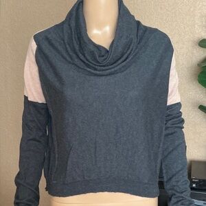 Cowl Neck Sweater in Gray and Pink - Size XS